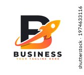 Letter B with Rocket Up and Swoosh Logo Design. Creative Letter Mark Suitable for Company Brand Identity, Travel, Start up, Logistic, Business Logo Template
