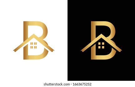 Letter B and roof logo vector