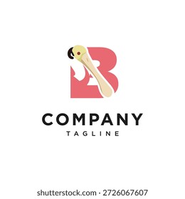 Letter B Roseate Spoonbill Logo Icon Vector