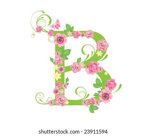 Letter B with roses for design