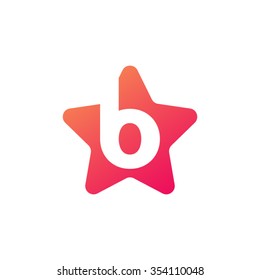 letter b rounded star shape icon logo orange red