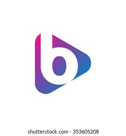 Letter B Rounded Triangle Shape Icon Logo Purple Blue