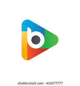 letter b rounded triangular media icon logo red blue green yellow