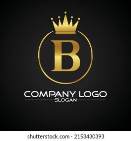 Letter B royal crown luxury gold  logo design monogram