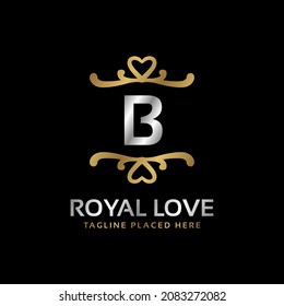letra B forma de corazón real diseño de logotipo vintage de lujo para moda, hotel, boda, restaurante, cuidado de belleza
