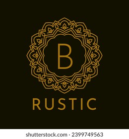 letter B rustic border initial vintage brand