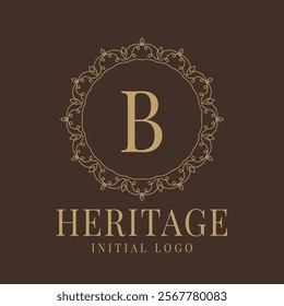 Letter B rustic heritage circular delicate initial logo