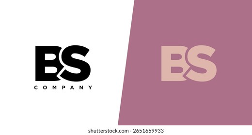 Letra B e S, modelo de design de logotipo BS. Logótipo inicial com base em monograma mínimo.