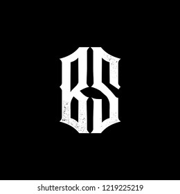 letter B and S grunge vector logo template