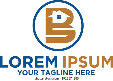 Letter B S Home Building Logo