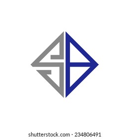 Letter B and letter S logo design, rotated square monogram