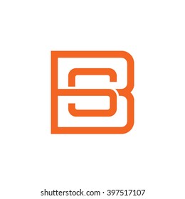 letter B and S monogram square shape logo orange
