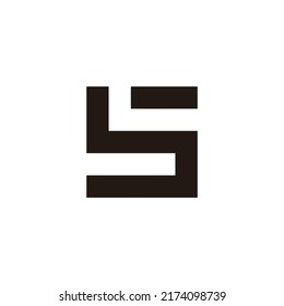 Letter b and s square, outline geometric symbol simple logo vector