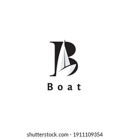 Carta B para el Vector de diseño de logotipos de barcos de vela	