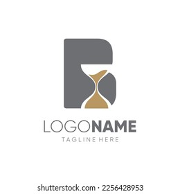 Letter B Sand Time Hourglass Logo Design Vector Icon Graphic Emblem Illustration