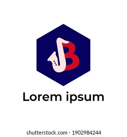 Letter B with saxophone for the logo of jazz music