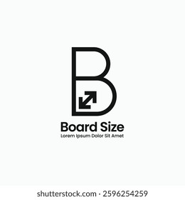 Letter B with scale arrow logo vector icon illustration. B monogram with arrow minimal logo design template