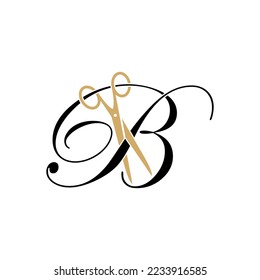 Letter B with scissor logo Vector 001