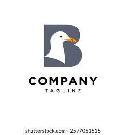 Letter B Seagull Logo Icon Vector