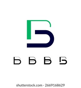 Letra B, conjunto de cuatro diseños abstractos de logotipos diferentes, Ilustración vectorial 10EPS