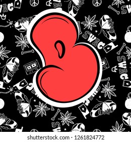 letter B. Set street type calligraphy design alphabet graffiti style tag letters write marker brush ink or aerosol paint spray.