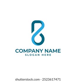 letra B em forma de sinal infinito em estilo moderno e geométrico em azul e cor da marinha para logotipo de tecnologia