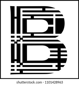 Letter B shape Maze Labyrinth, maze with one way to entrance and one way to exit. Flat design, vector illustration.