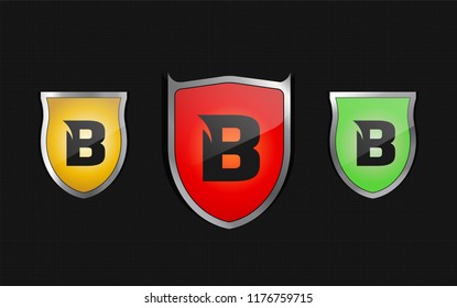 Letter B shield logo icon vector element.