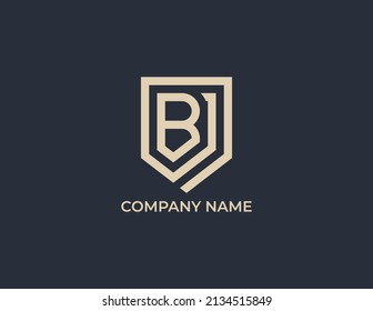 Letter B and Shield Security Logo Design. Vector illustration logo template