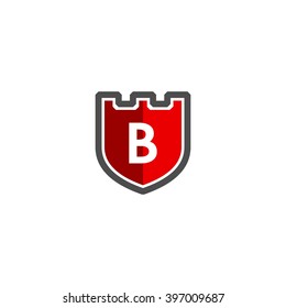  Letter B in shield/crest logo icon. Alphabet logotype vector design template.