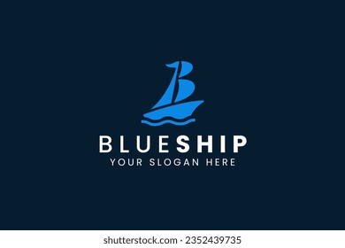 letter b ship boat logo modern and simple for industry and shipper