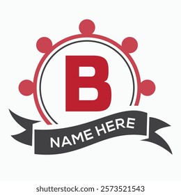 Letter B Ship Wheal Logo Concept For Ship and Boat Steering Wheel Symbol. Boat Wheel Control Symbol