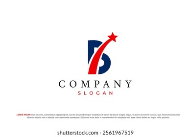 letter b shooting star american usa flag logo