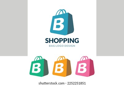 Carta B Ver el vector del logotipo de la bolsa de compras en línea icono tienda de carros símbolo del cliente comercial