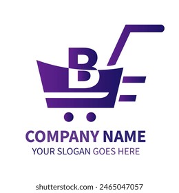 Letter B Shopping Cart Logo Icon Design. Online Shop Logo. App Shopping Logo