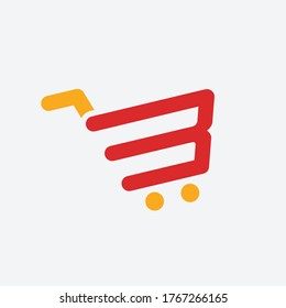 letter b shopping cart vector template logo