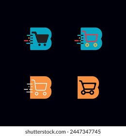 letter B and  shopping vector logo 