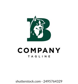 Letter B Siberian Husky Dog Logo