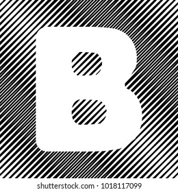 Letter B sign design template element. Vector. Icon. Hole in moire background.