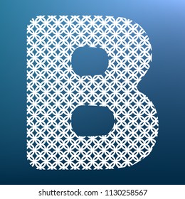 Letter B sign design template element. Vector. White textured icon at lapis lazuli gradient background.