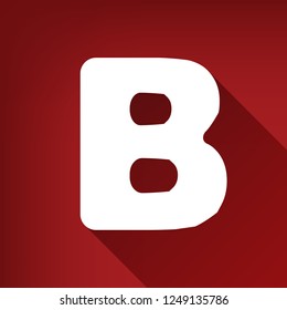 Letter B sign design template element. Vector. White icon with limitless shadow at ruby red background.