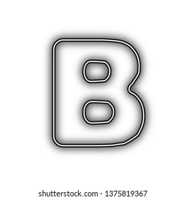 Letter B sign design template element. Vector. Double contour black icon with soft shadow at white background. Isolated.