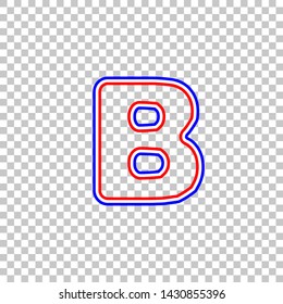Letter B sign design template element. Red, white and contour icon at transparent background. Illustration.