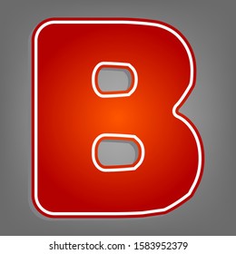 Letter B sign design template element. Flat red icon with linear white icon with gray shadow at grayish background. Illustration.