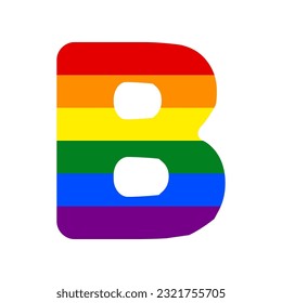 Letter B sign design template element. Rainbow gay LGBT rights colored Icon at white Background. Illustration.