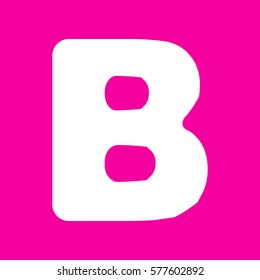 Letter B sign design template element. White icon at magenta background.