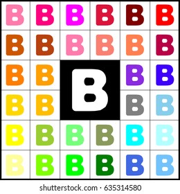 Letter B sign design template element. Vector. Felt-pen 33 colorful icons at white and black backgrounds. Colorfull.