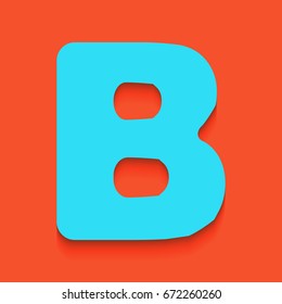 Letter B sign design template element. Vector. Blue icon with soft shadow putted down on flamingo background.