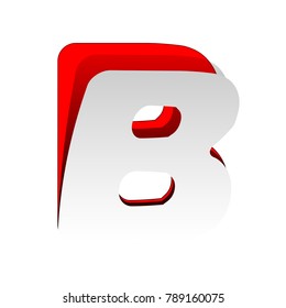 Letter B sign design template element. Vector. Detachable paper icon with red body stock. Isolated.