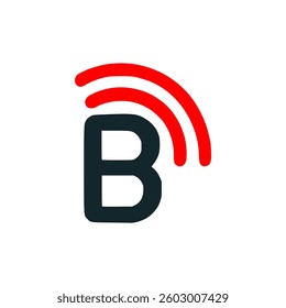 letter B with signal communication logo vector illustration template design